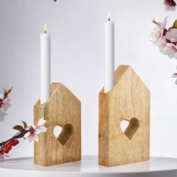 2er Set Holz | Kerzenhalter Dekoobjekt Orient Kerzenleuchter Rieida Kerzenhalter Modern Schmiedeeiserne Deko 