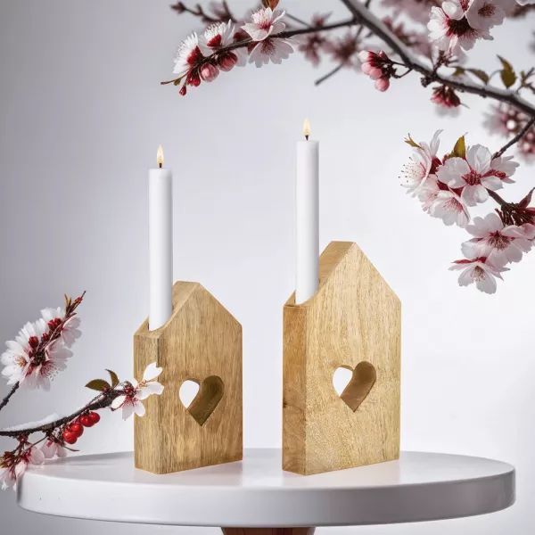 Modern Set Holz Orient Kerzenleuchter Kerzenhalter 2er Schmiedeeiserne Deko | Dekoobjekt Rieida Kerzenhalter |