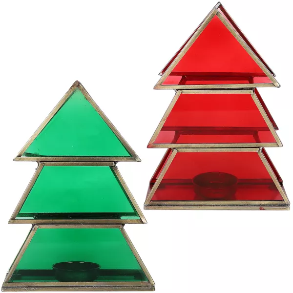 Orientalische Rot Christbaum | Glas als Weihnachtsdeko Dekoration Finse Teelichthalter 17cm aus