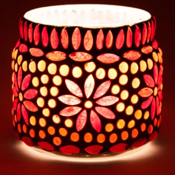 4er Set Mosaik Bunt | | Glas/Metall Teelichthalter Orientalisches Orientalische aus Ajub Windlicht Rund Windlichter