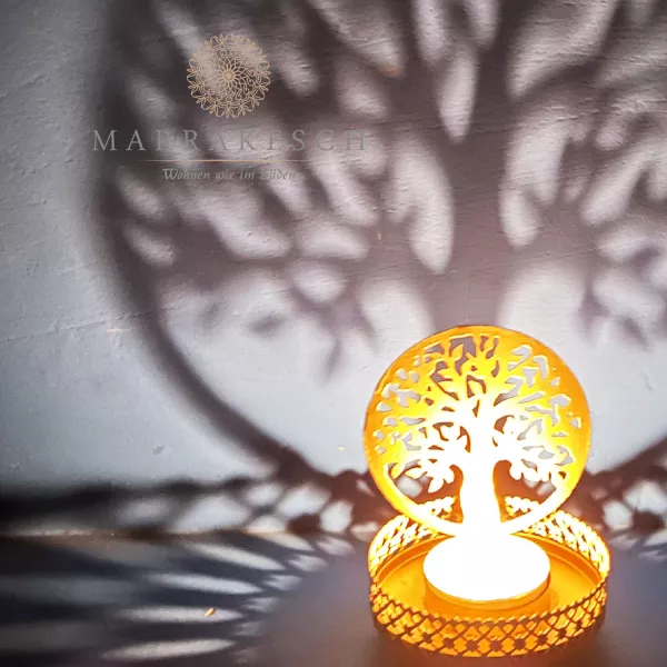 Teelichthalter Dentro 8cm Windlichter Orientalische Lebens aus aus Baum | des | Metall Gold Teelichthalter Metall