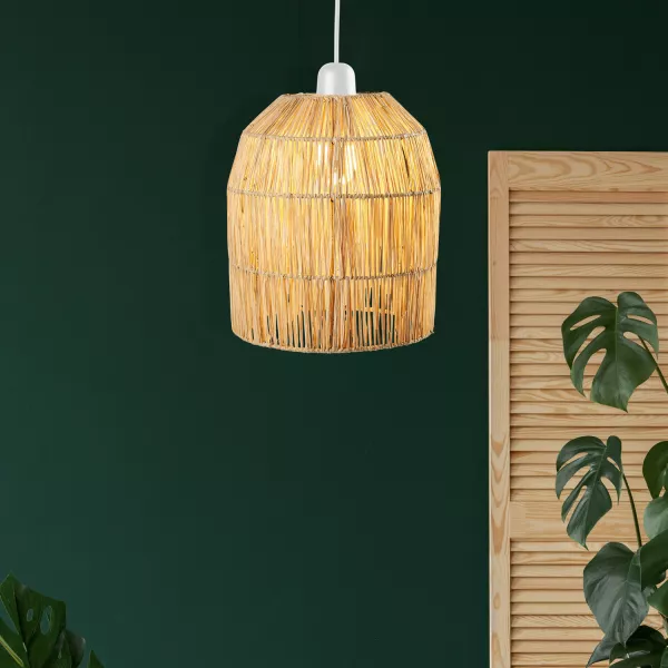 Boho Hängelampe Lampenschirm aus Bast Deckenlampen gross | Ylva Stofflampen | Orientalische