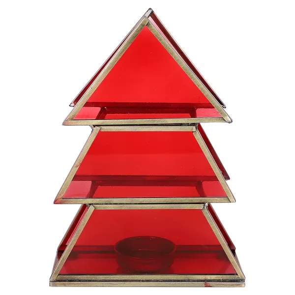Rot Orientalische Glas Finse aus Christbaum Teelichthalter | als Weihnachtsdeko 17cm Dekoration