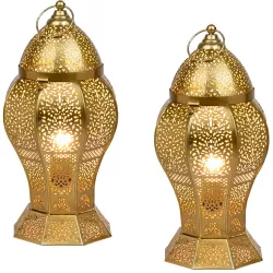 2er Set Orientalische Deko Tischlampe Nachttischlampe Lampe Jaleel Gold