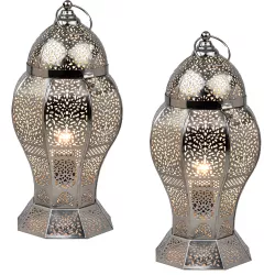 2er Set Orientalische Deko Tischlampe Nachttischlampe Lampe Jaleel Silber