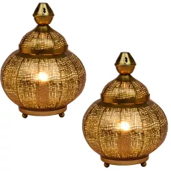 2er Set Orientalische Deko Tischlampe Nachttischlampe Lampe Jamala Gold