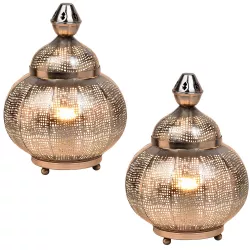 2er Set Orientalische Deko Tischlampe Nachttischlampe Lampe Jamala Silber