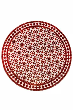 Marokkanische Mosaikplatte Albaicin Bordeaux Weiss ø 80cm