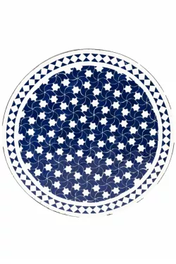 Marokkanische Mosaikplatte Estrella Blau Weiss ø 80cm