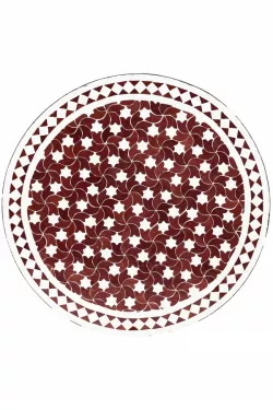 Marokkanische Mosaikplatte Estrella Bordeaux Weiss ø 80cm