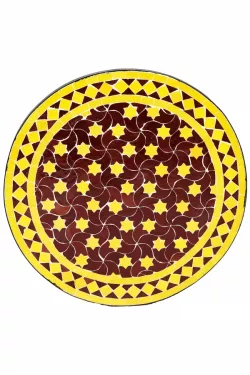 Marokkanische Mosaikplatte Estrella Bordeaux Gelb ø 60cm
