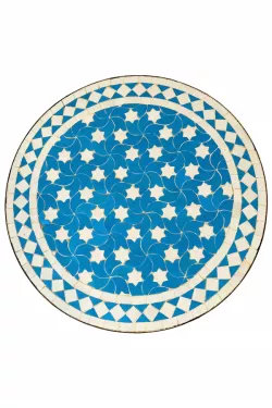Marokkanische Mosaikplatte Estrella Türkis Weiss ø 60cm