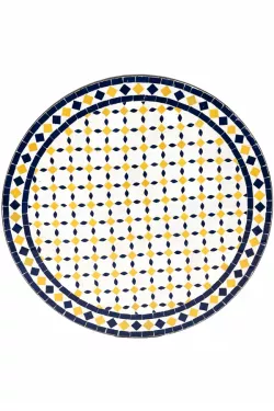 Marokkanische Mosaikplatte Giralda Weiss Gelb Blau ø 80cm