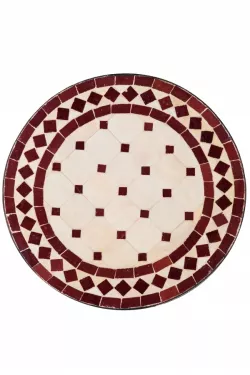 Marokkanische Mosaikplatte Marrakesch Natur Bordaux - Rund 40cm
