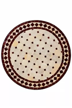 Marokkanische Mosaikplatte Marrakesch Natur/Bordaux 60cm