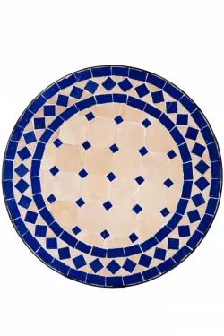 Marokko Mosaikplatte Marrakesch Natur Blau - Rund 40cm