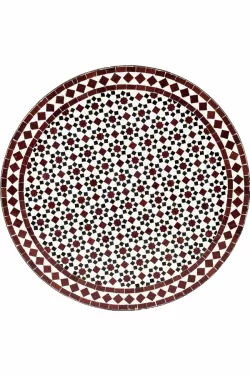 Marokkanische Mosaikplatte Albaicin Schwarz Weiss Bordeaux ø 80cm