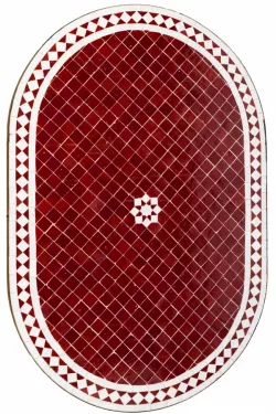 Marokkanische Mosaikplatte Bilbao Bordeaux Weiss oval 120x80cm