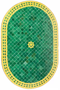 Marokkanische Mosaikplatte Bilbao Grün Gelb oval 120x80cm