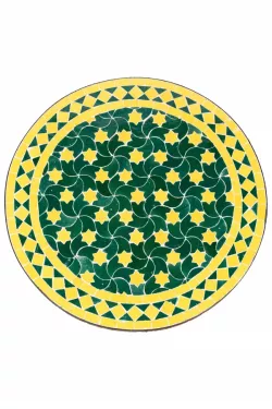Marokkanische Mosaikplatte Estrella Grün Gelb ø 60cm