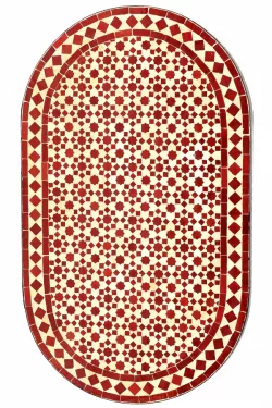 Marokkanische Mosaikplatte Albaicin Beige / Bordeaux oval 100x60cm