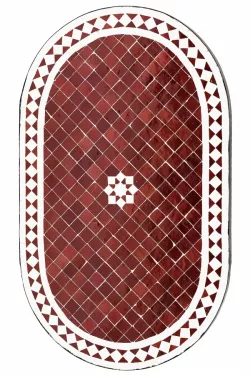 Marokkanische Mosaikplatte Bilbao Bordeaux / Weiß oval 100x60cm