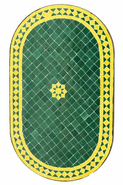 Marokkanische Mosaikplatte Bilbao Grün / Gelb oval 100x60cm