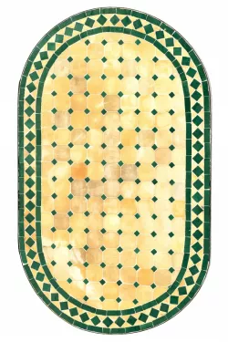 Marokkanische Mosaikplatte Marrakesch Beige  / Grün oval 100x60cm