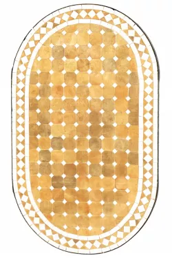 Marokkanische Mosaikplatte Marrakesch Beige  / Weiss oval 100x60cm