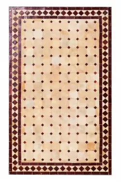 Orientalische Mosaikplatte Marrakesch Natur/ Bordaux, 100x60cm