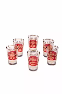 6x Orientalische Teeglas Marrakesch Rot - 6er SET